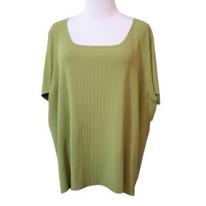 NEW VALERIE STEVENS Blouse Top Sweater 3X Square Neck Short Sleeve Office Career